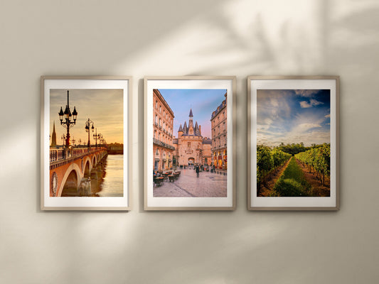 Set of 3 Bordeaux city prints
