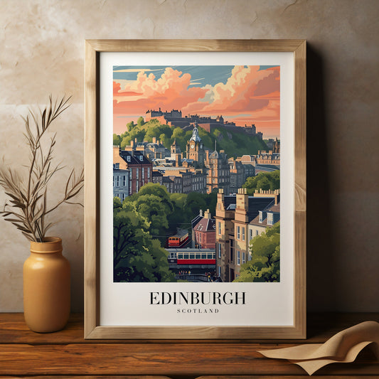 Edinburgh retro style city print