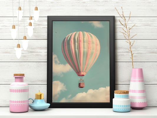 Hot air balloon print. Children's bedroom print.