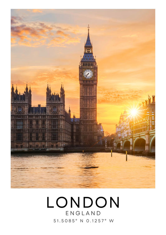 London at sunset city print
