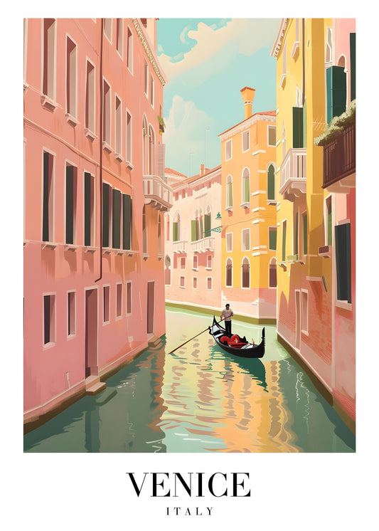 Venice retro style city print