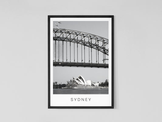 Sydney print, Opera House print, City print, Black and white travel photograph, Travel poster, Wall art, Home decor, Harbour Bridge print