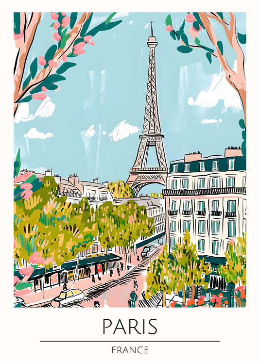 Paris watercolour style city print