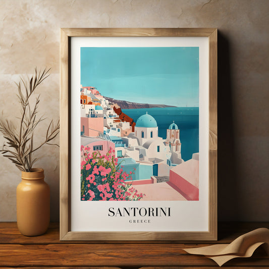 Santorini retro style print
