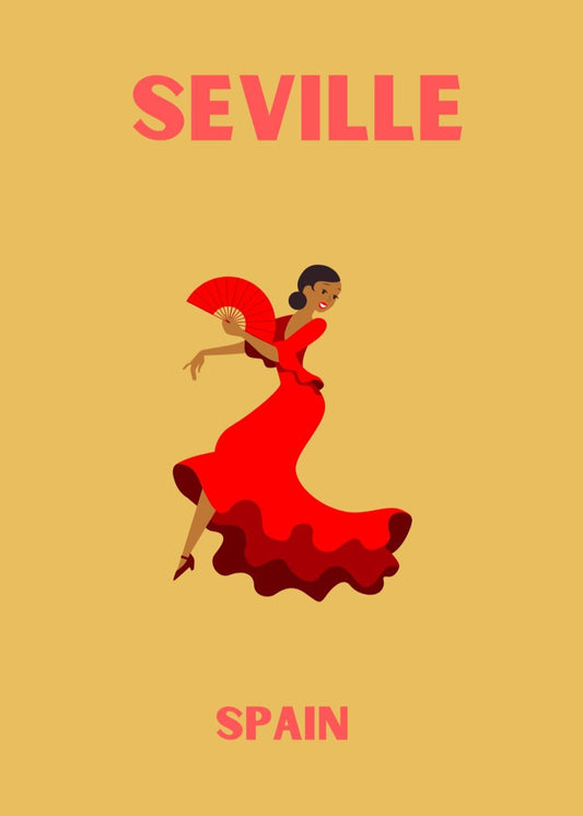 Seville Pop Art style flamenco print - colours and icons can be changed