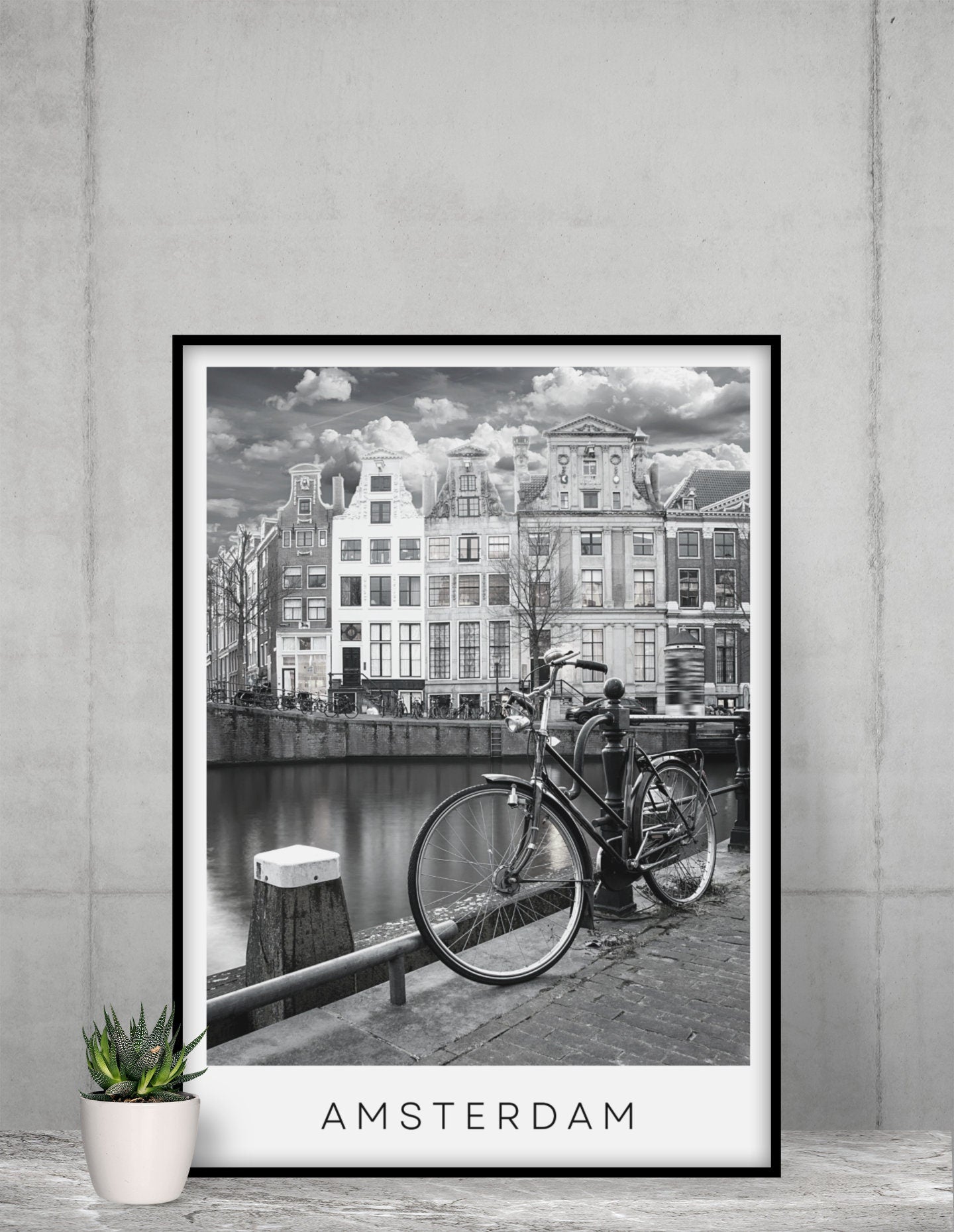 Amsterdam black and white city print