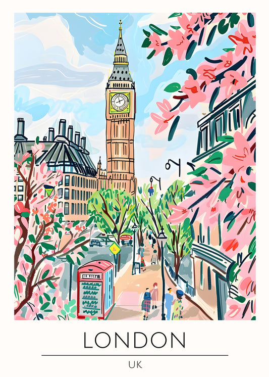 London watercolour style city print