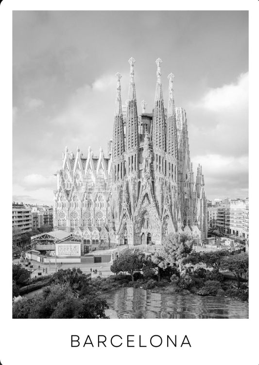 Barcelona black and white city print