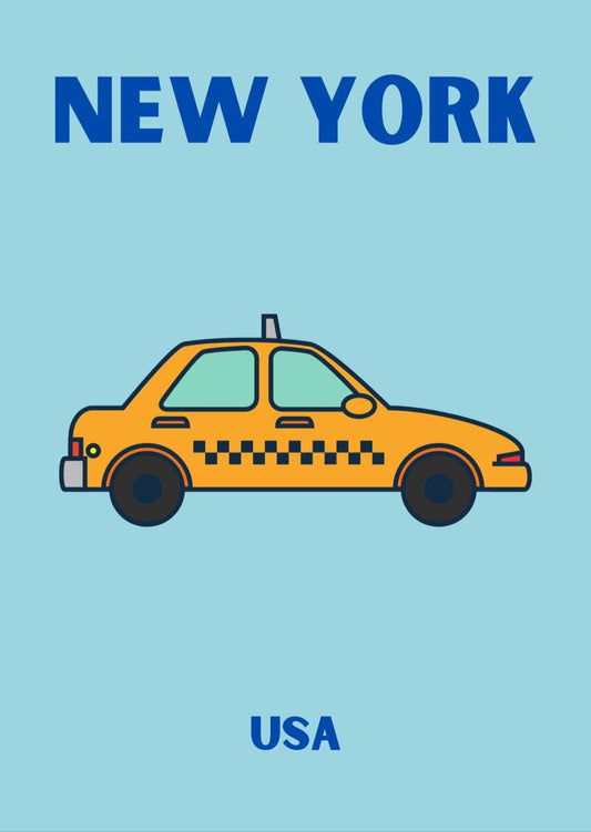 New York City Pop Art style yellow cab print