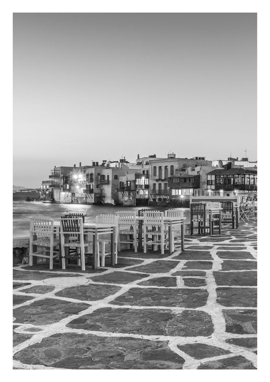 Set of 3 Mykonos black and white prints
