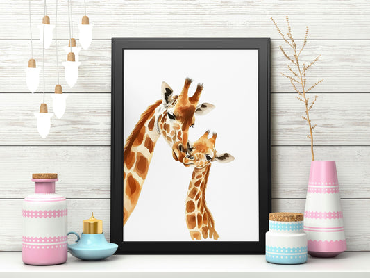 Giraffe poster. Children's bedroom print.