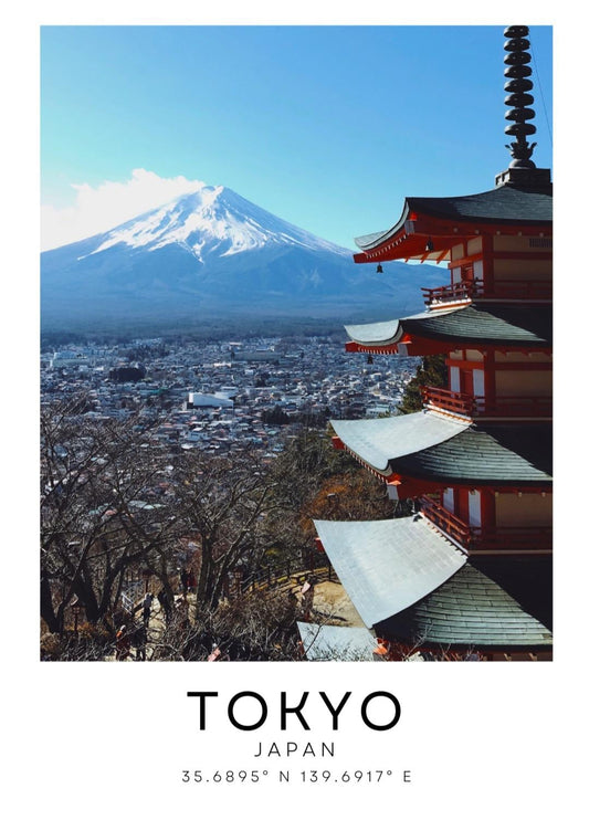 Tokyo print, Mount Fuji poster, City print, Japan print, Travel poster, Destination print, Wall art, Home decor, Gift