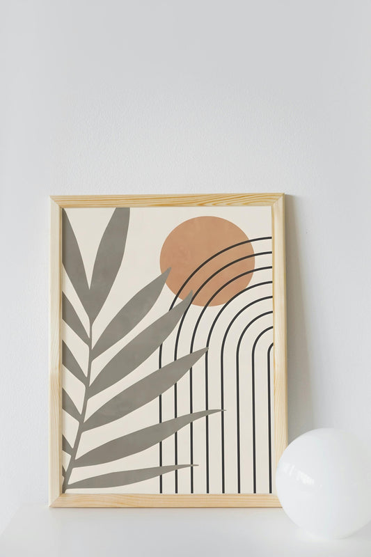 Modern floral poster, Boho Geometric wall art, Line art, Botanical living room poster, Minimalist art, Abstract prints, Neutral home decor