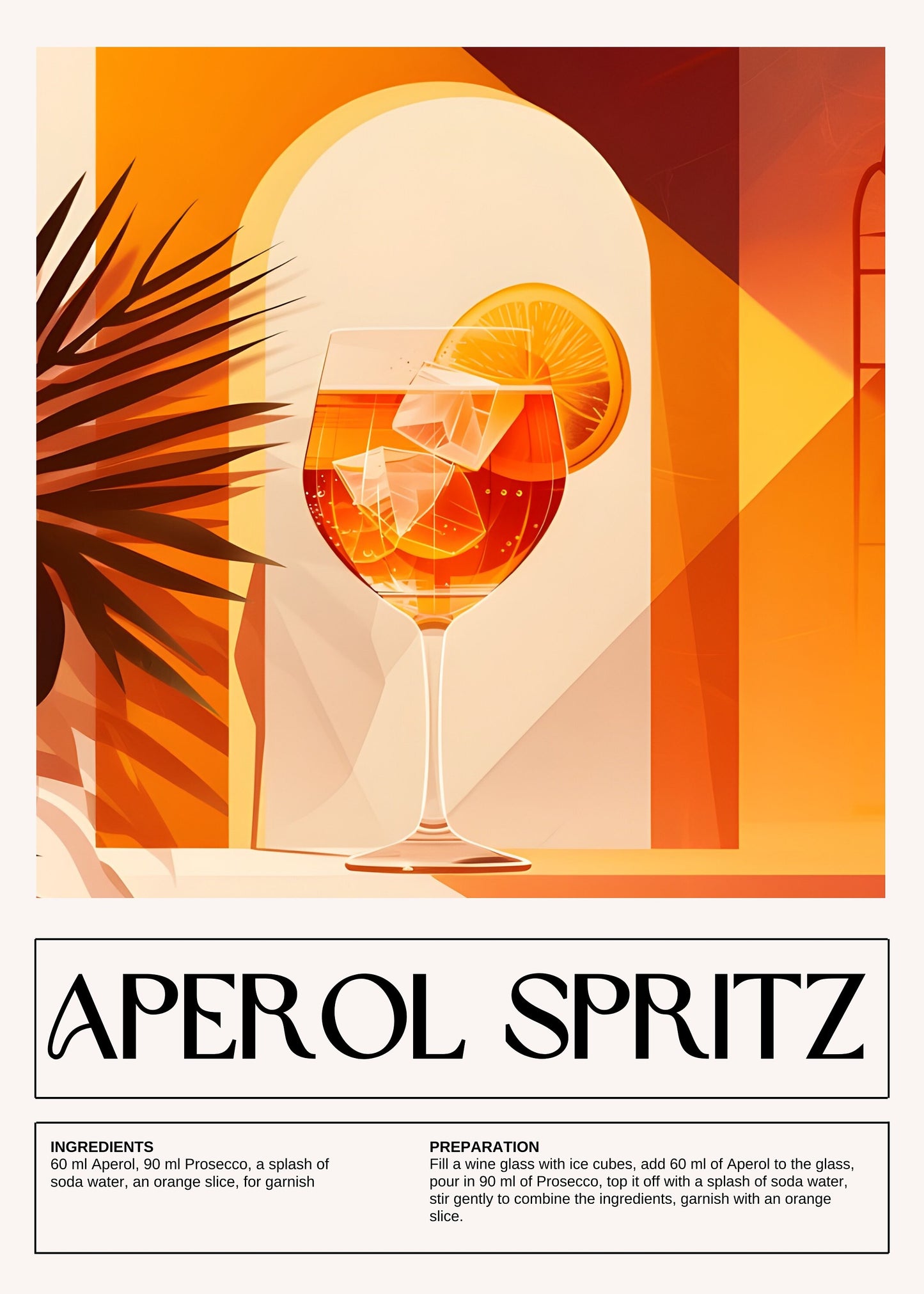 Aperol Spritz art deco style print