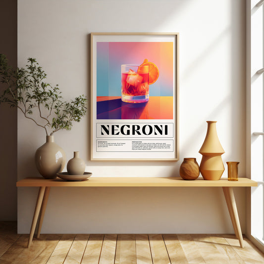 Negroni art deco style cocktail print