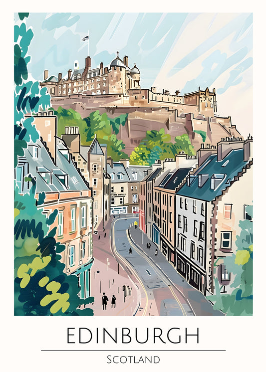 Edinburgh watercolour style city print