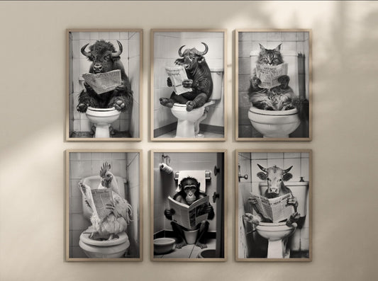 Animals on the toilet posters. Choose from the 60 animals listed.
