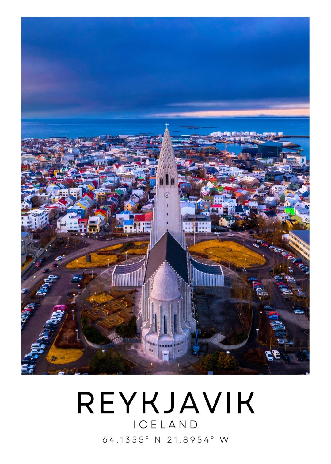 Reykjavik colour city print