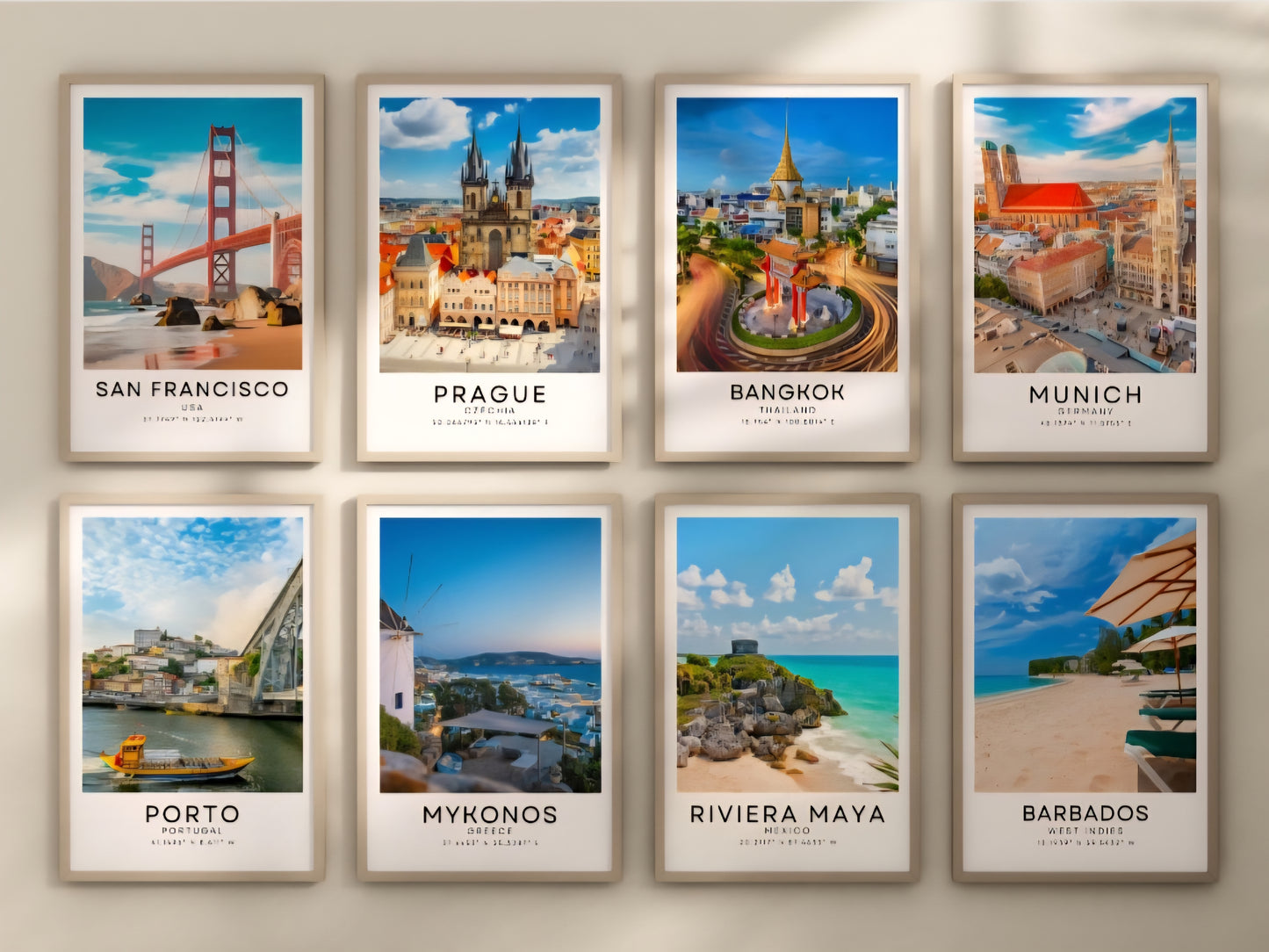 Set of 4 Travel prints - ANY CITY