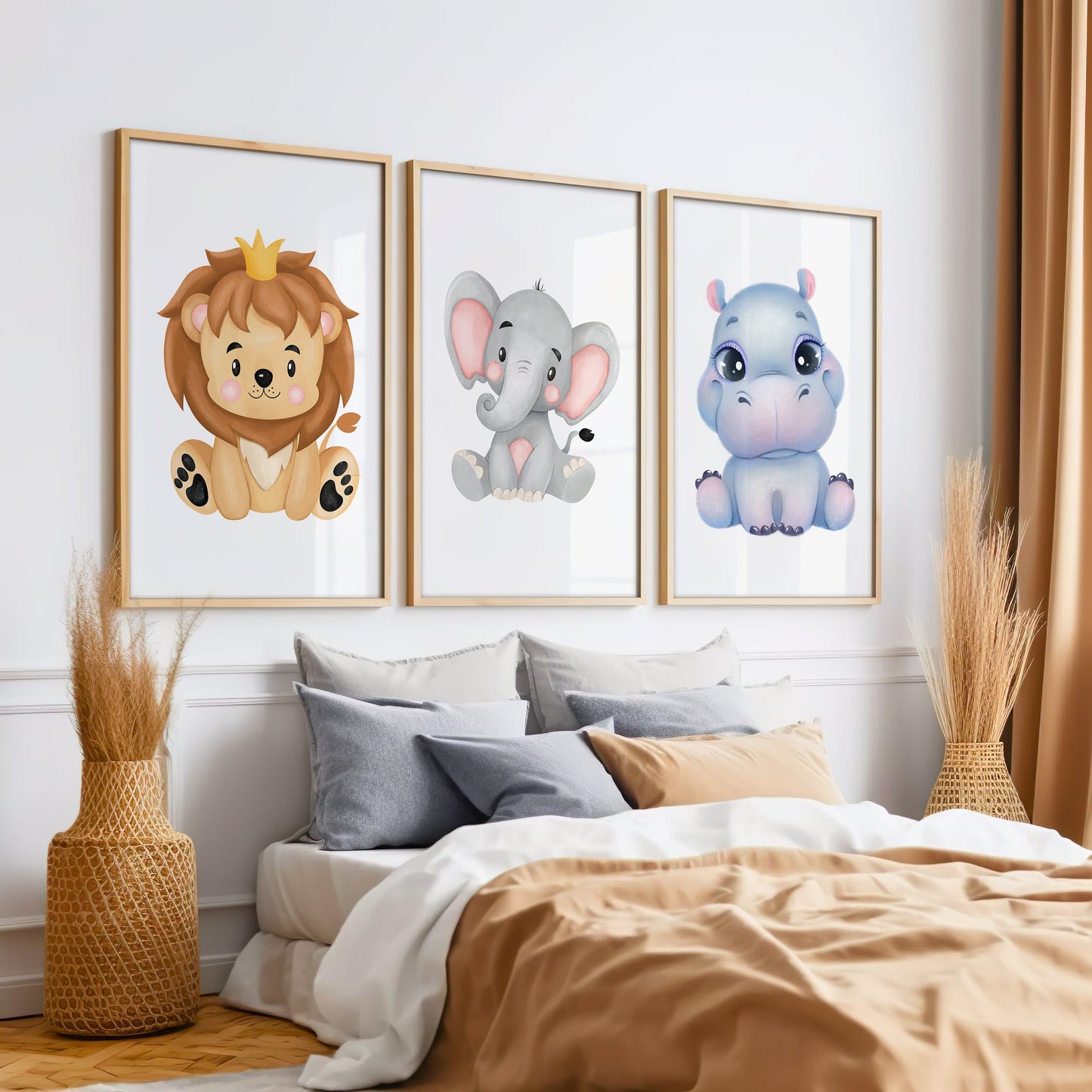 Set of 3 Children's bedroom prints, Nursery art, Kid's bedroom posters, Baby nursery prints, baby animals, Home decor, Playroom pictures