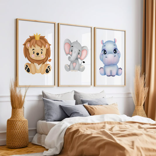 Set of 3 baby animal posters
