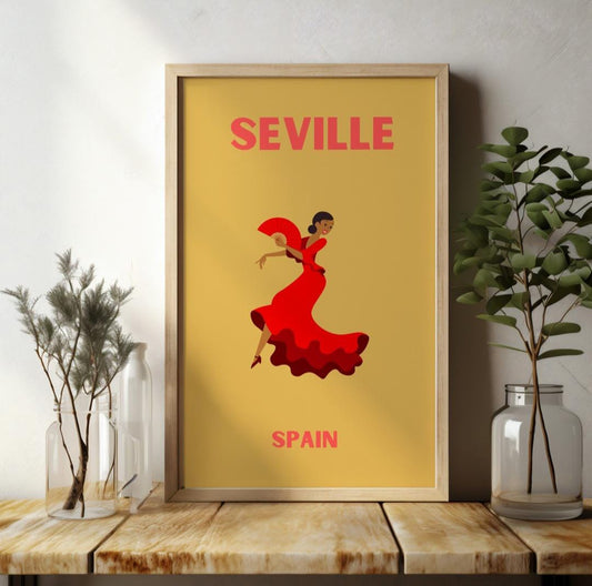 Seville Pop Art style flamenco print - colours and icons can be changed