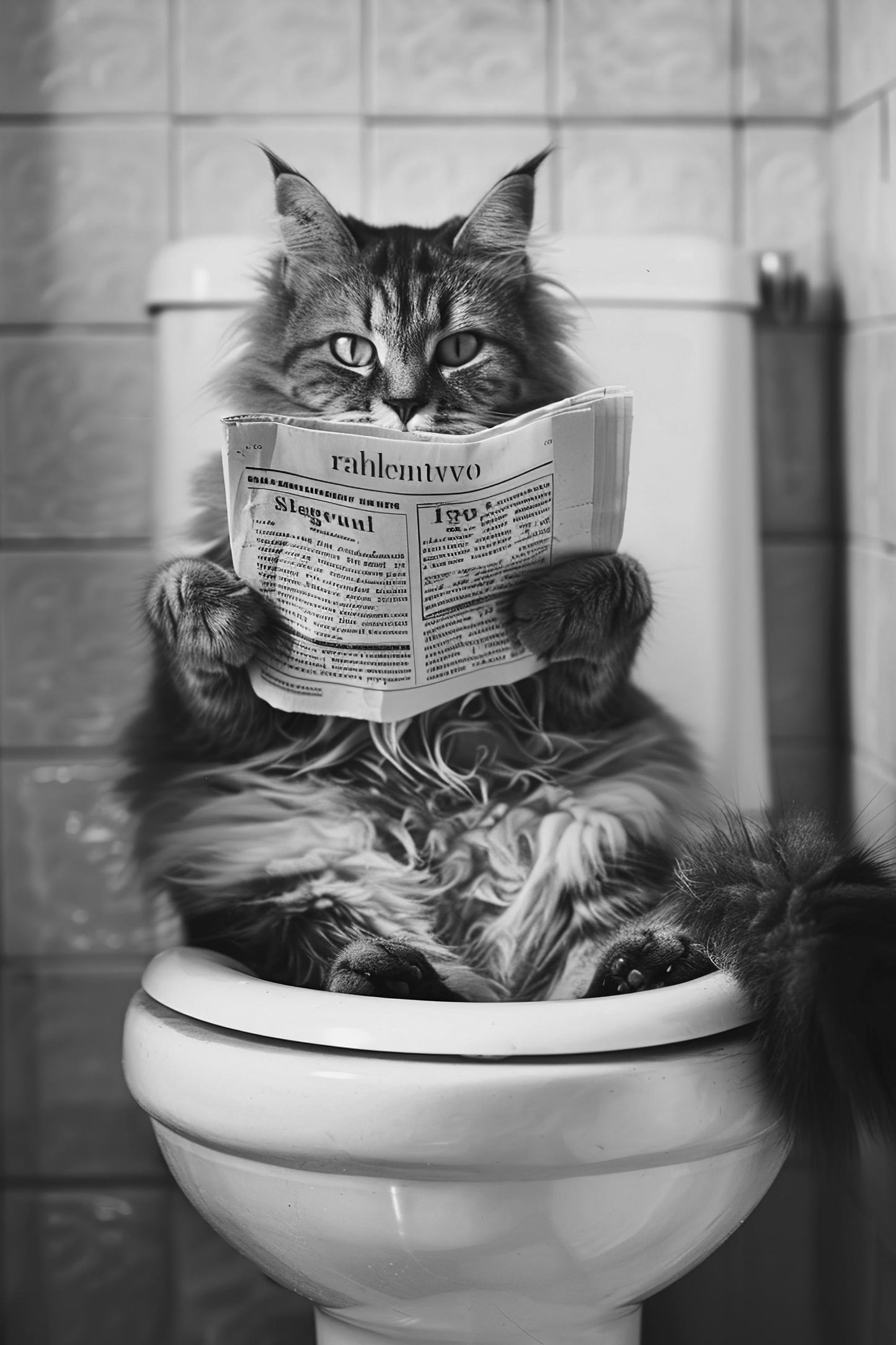 Set of 3 Cats in the bathrooms posters