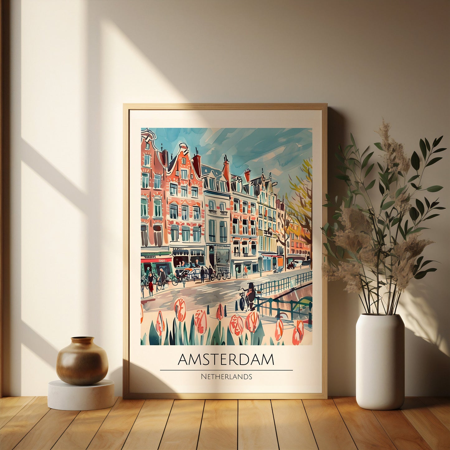 Amsterdam watercolour style city print