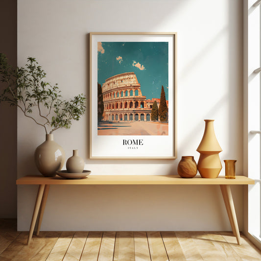 Rome retro style city print
