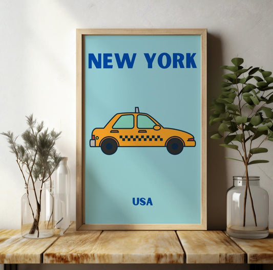 New York City Pop Art style yellow cab print