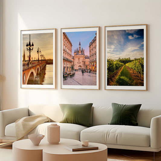 Set of 3 Bordeaux city prints