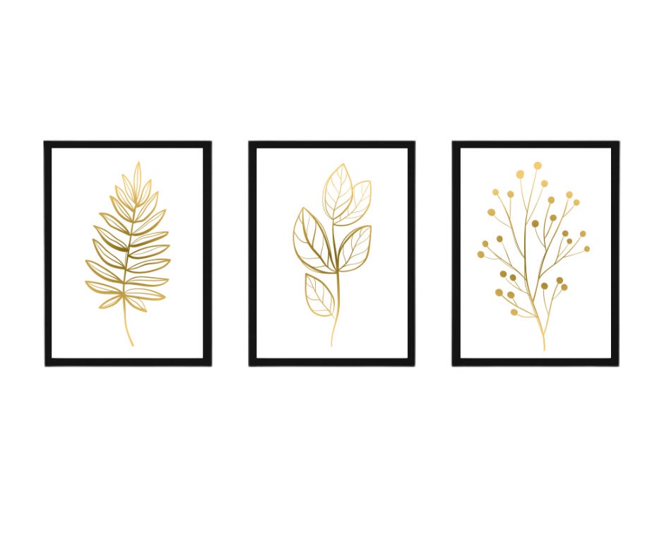 Set of 3 gold Bedroom prints, Birthday gift, Bathroom prints, Kitchen trio wall art, Neutral prints, Bedroom posters, Home decor, Home trend