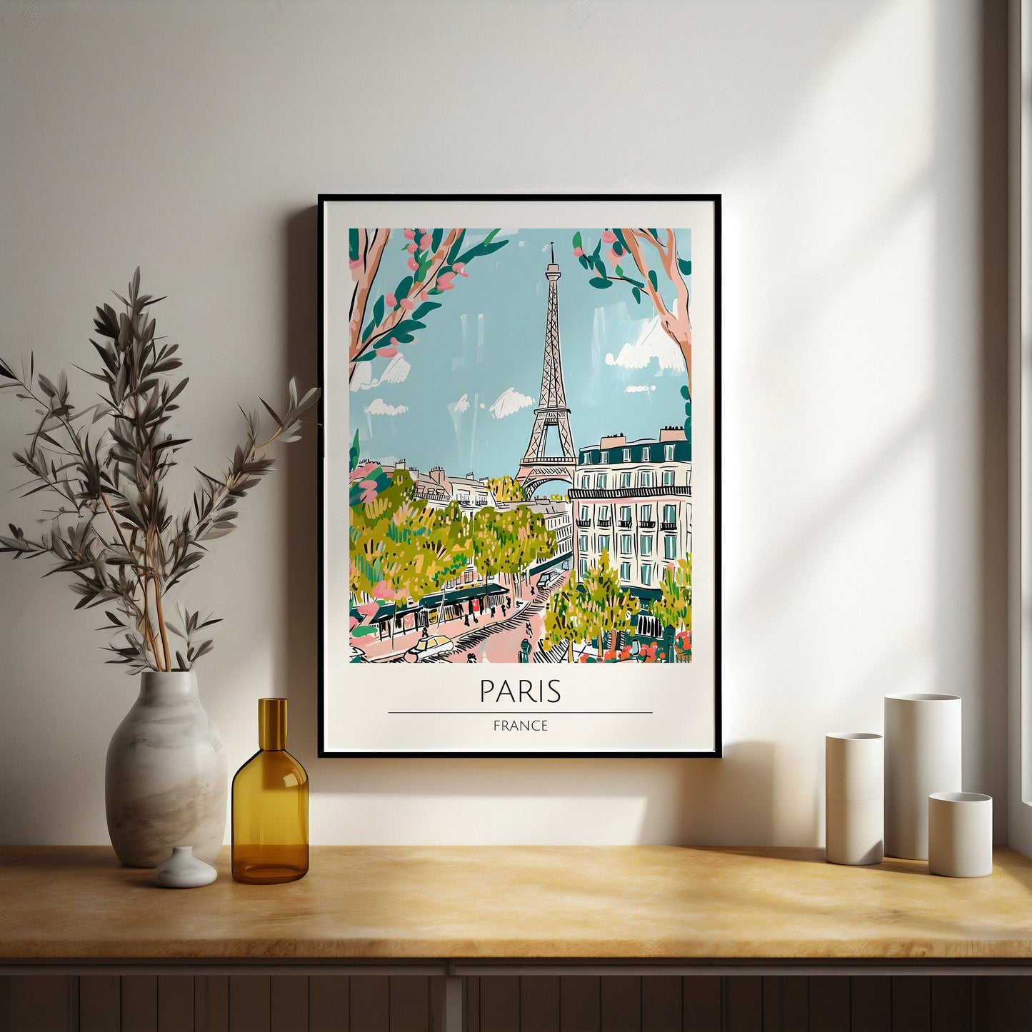 Paris watercolour style city print