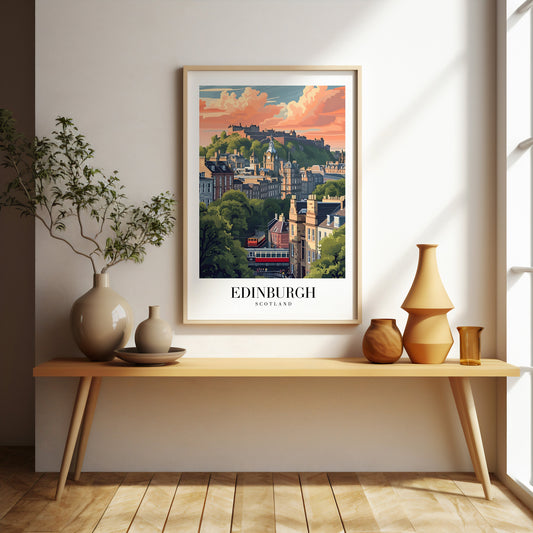 Edinburgh retro style city print