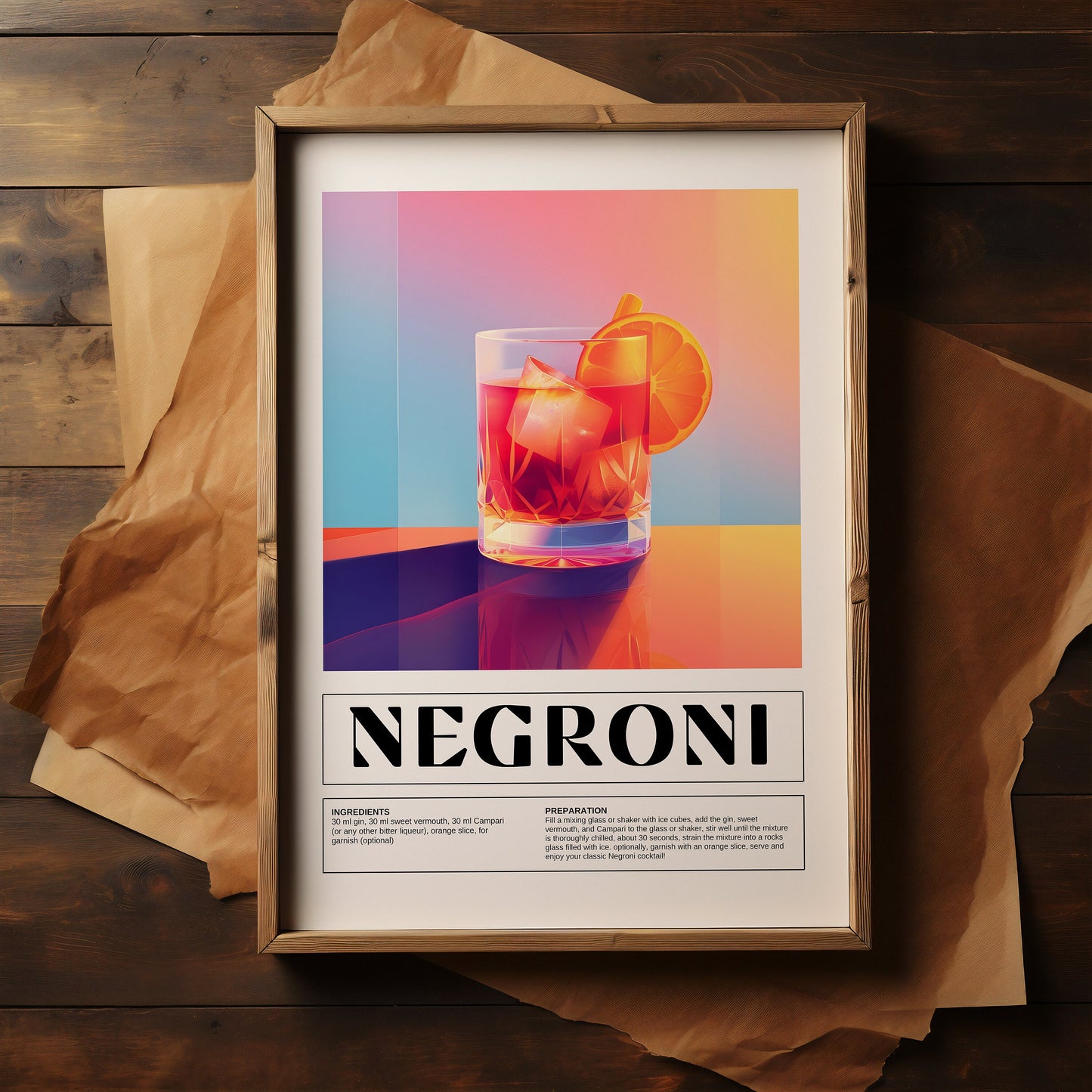 Negroni art deco style cocktail print