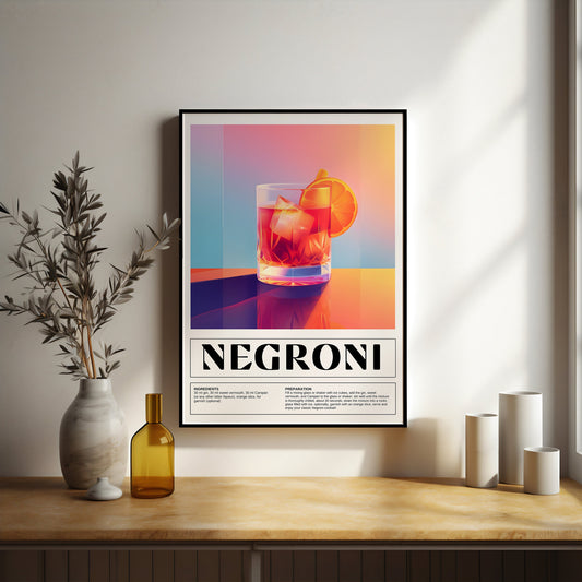 Negroni art deco style cocktail print