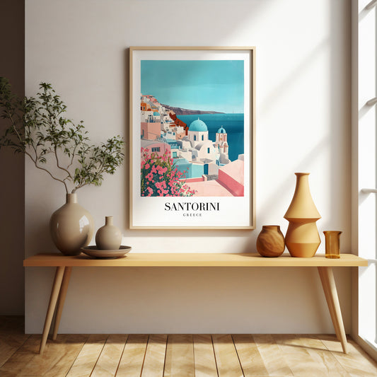 Santorini retro style print