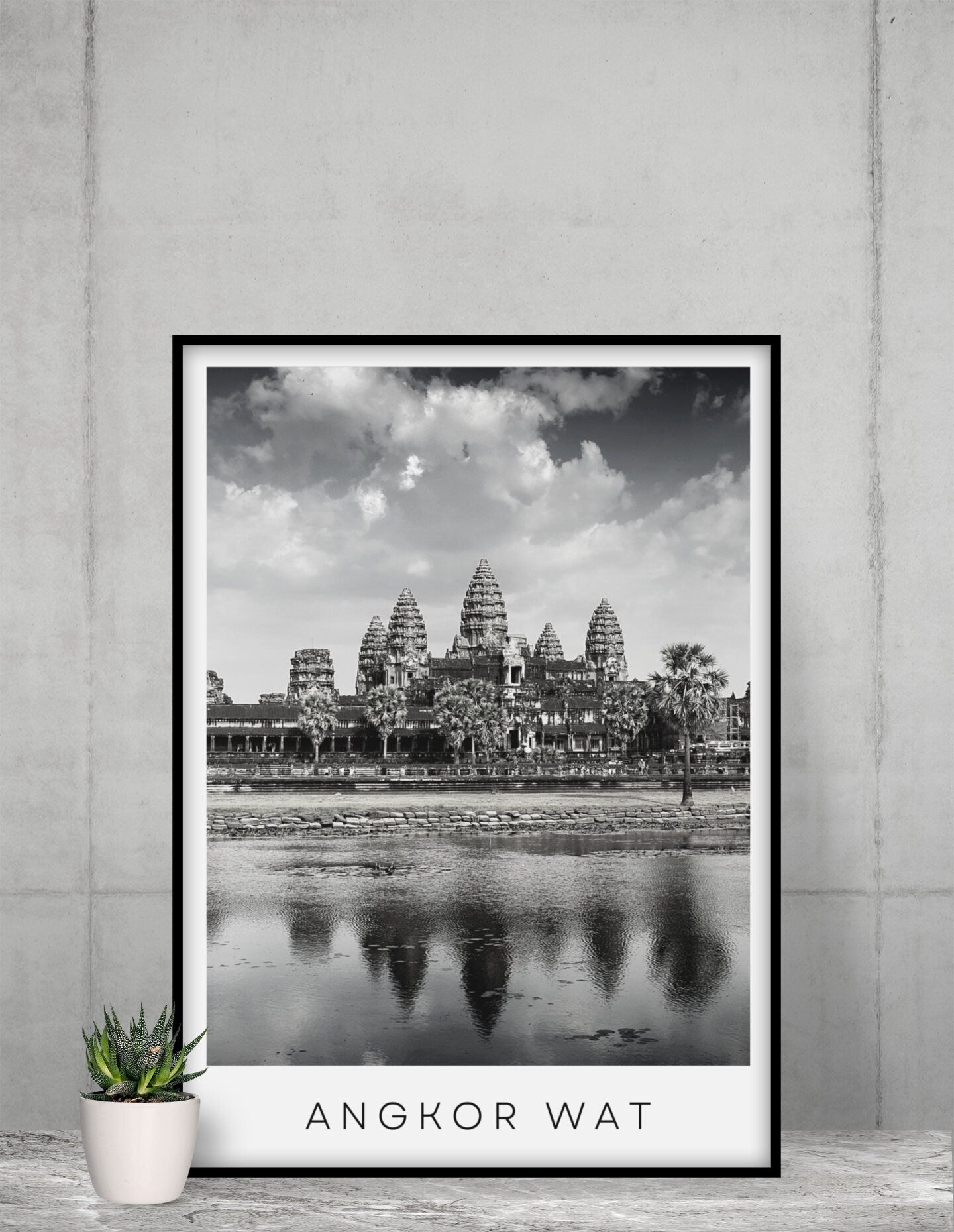 Angkor Wat black and white travel print