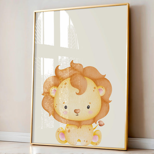 Baby lion print. Children's bedroom wall art.