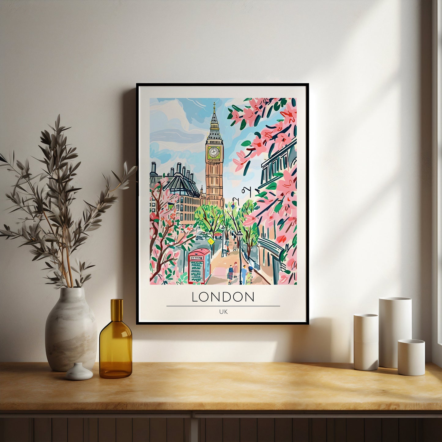 London watercolour style city print