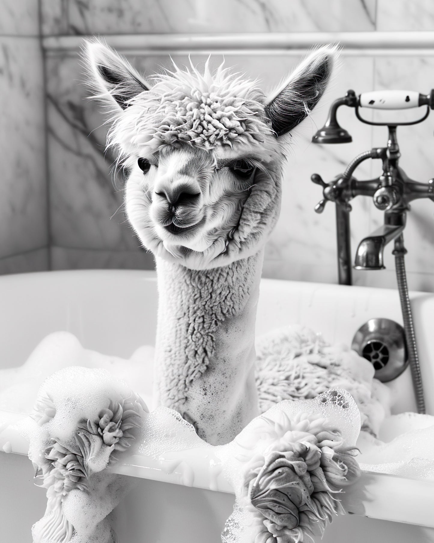 Set of 3 Alpacas in the bathrooms posters