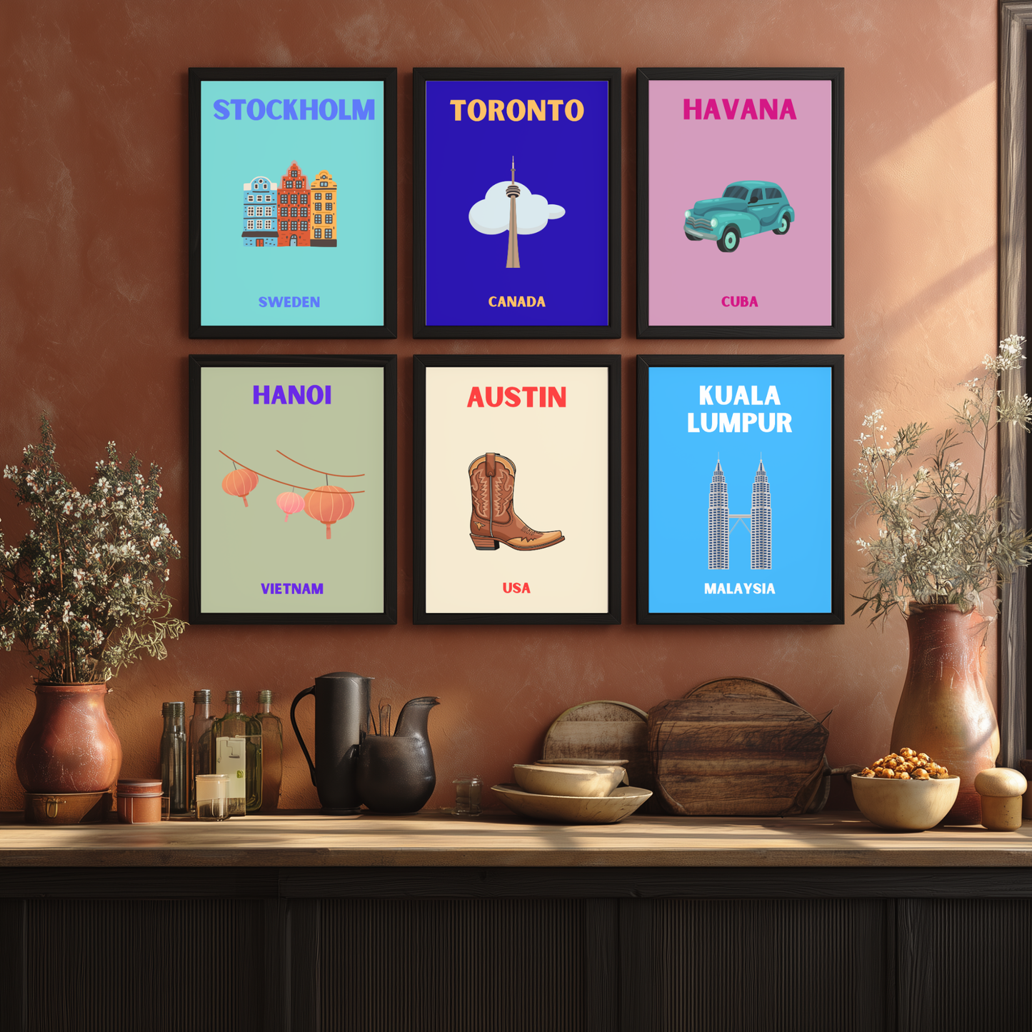 Pop Art style travel posters - ANY location, any colour!
