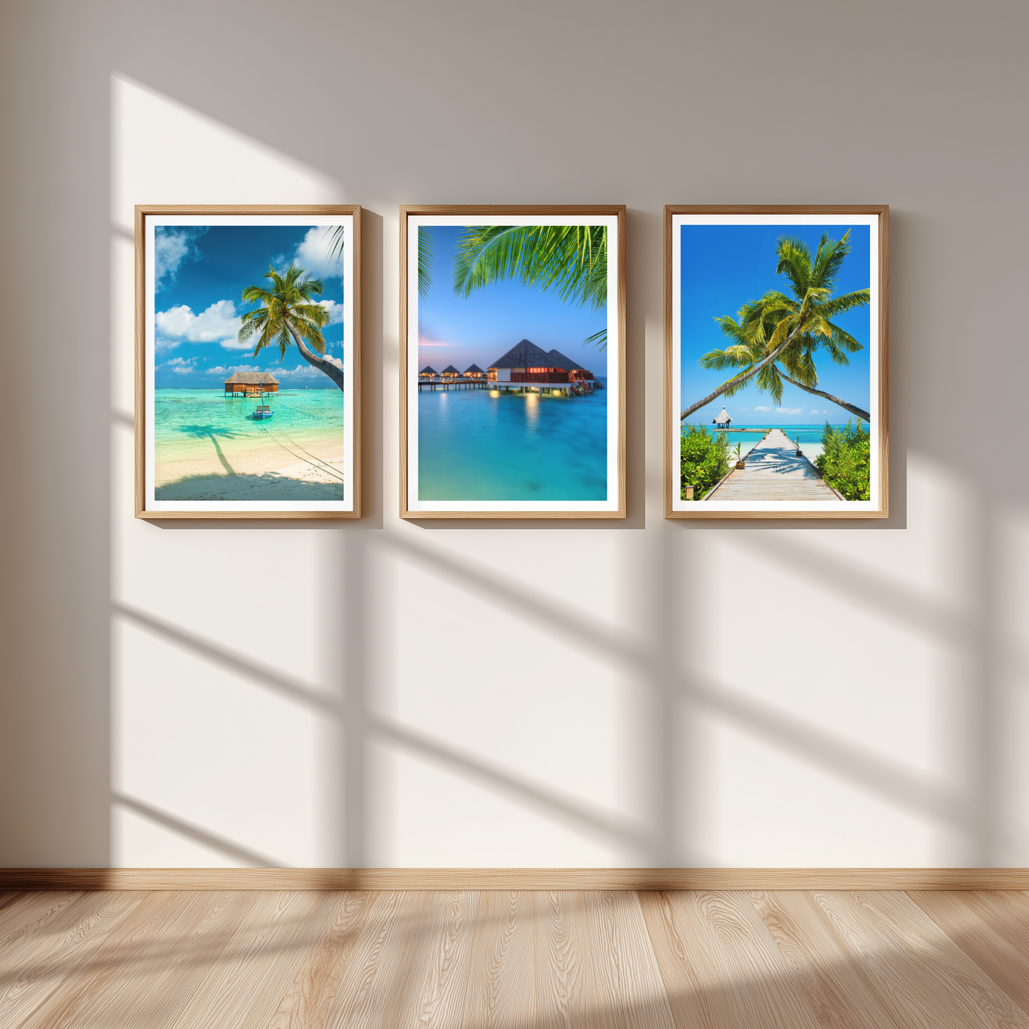 Set of 3 Maldives colour prints