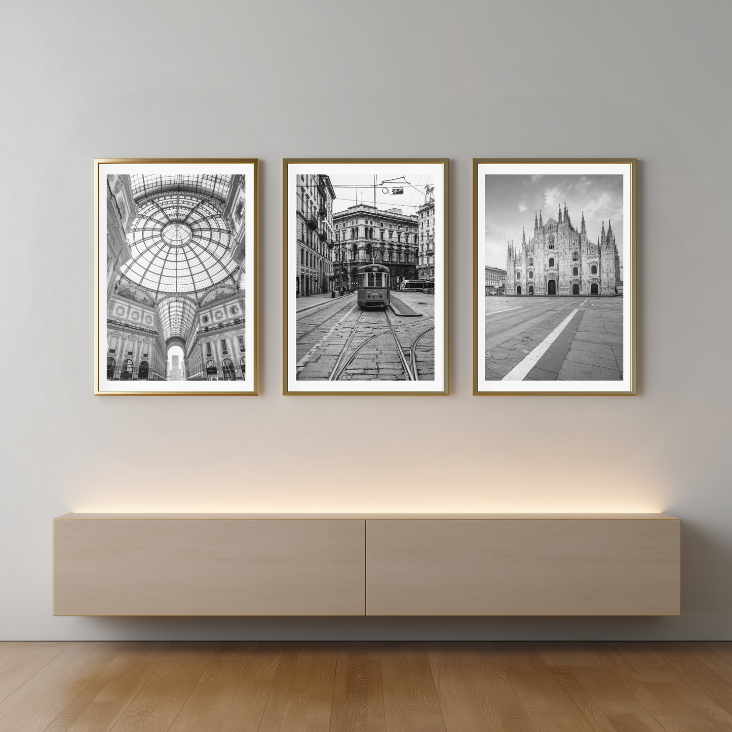 Set of 3 Milan black and white prints