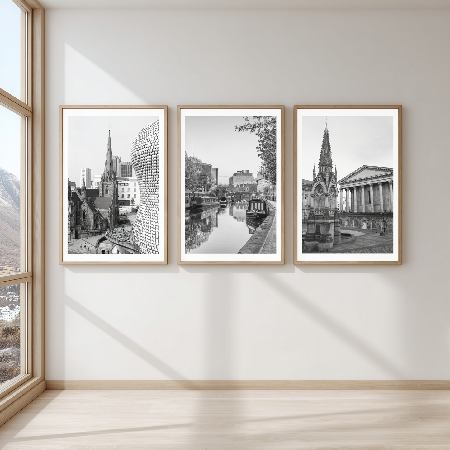 Set of 3 Birmingham black and white city prints
