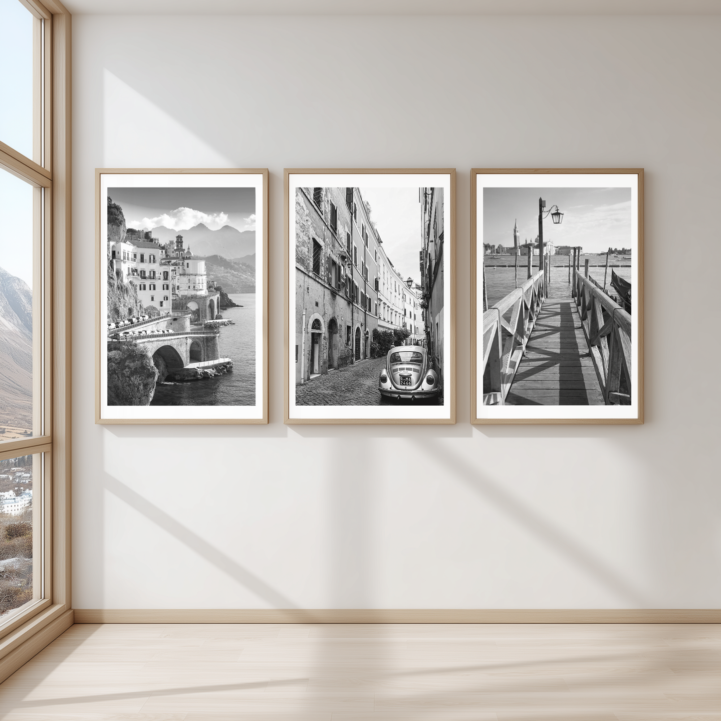 Set of 3 Italy black and white prints