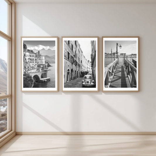 Set of 3 Italy black and white prints