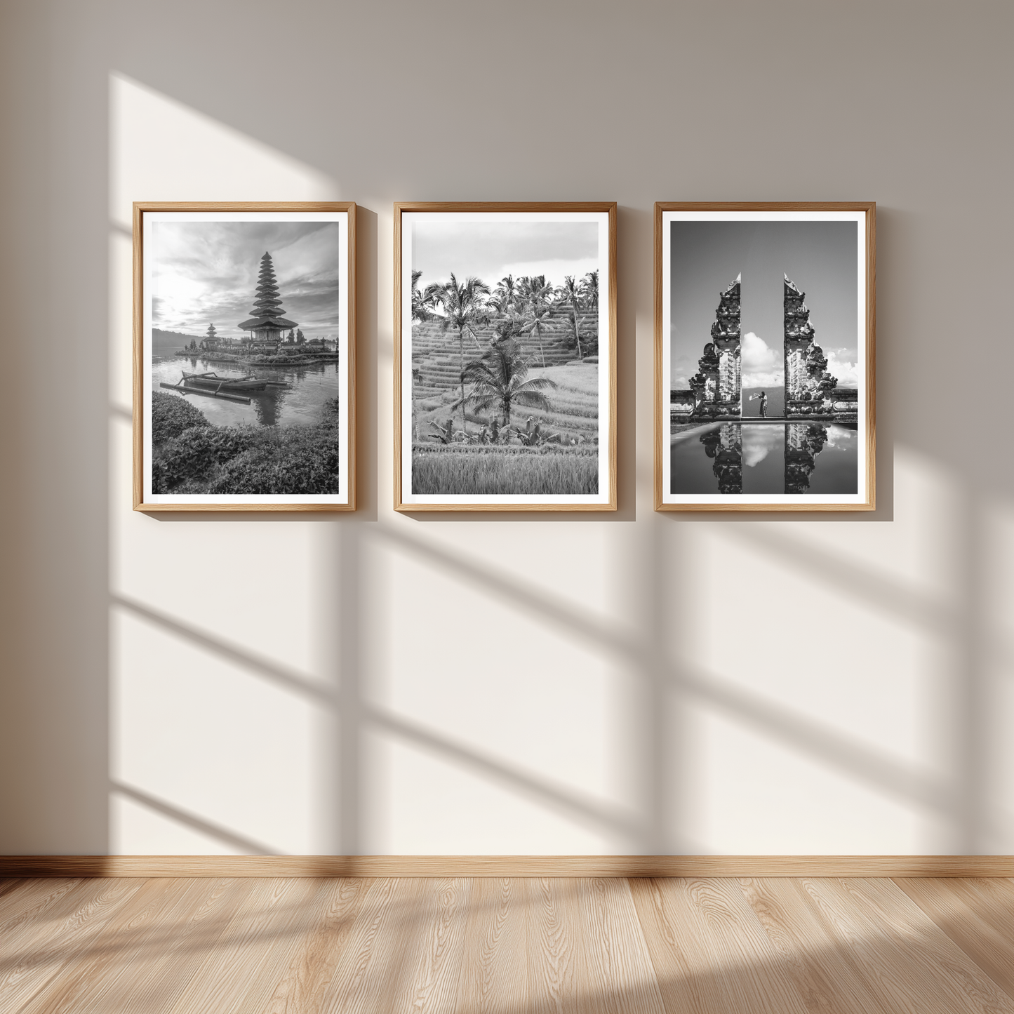 Set of 3 Bali black and white posters