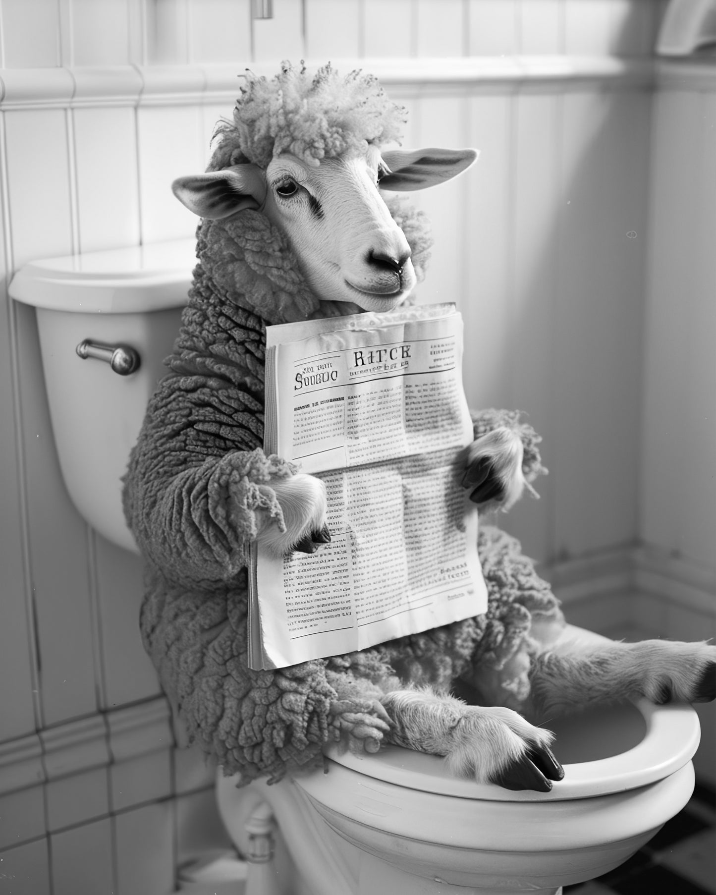 Set of 3 Sheep in the bathrooms posters