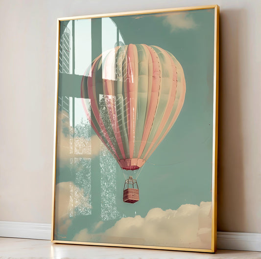 Hot air balloon print. Children's bedroom print.